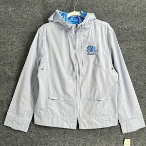 Vintage High Fever Zip Up Jacket Womens L Blue Embroidered Lightweight Hooded